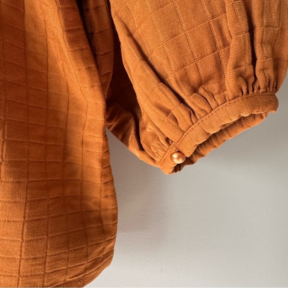 LEVIS Cait Puff-Sleeve Blouse Burnt Orange Size Large - Picture 6 of 16